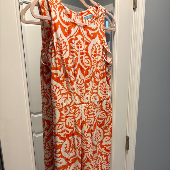 J. McLaughlin Sleeveless Sheath Dress in Orange Print - Size M - Picture 1 of 4